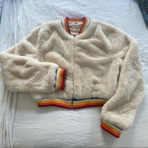 Spiritual gangster faux fur bomber